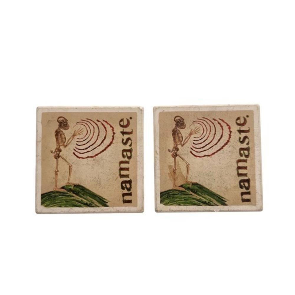 Dogfish Head Namaste Skeleton Ceramic Coasters Set of 2‎